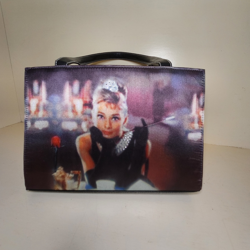 Audrey Hepburn Tribute Hand Tote Bag, With A Satin Bag Scarf &beaded Keychain